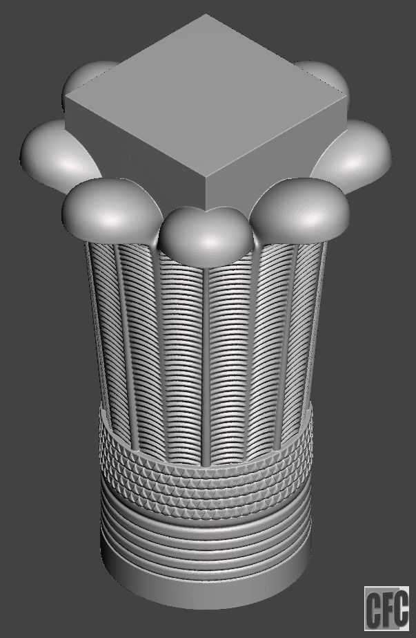 Egyptian Palm Leaf Capital - 3d model for CNC 3D model_3