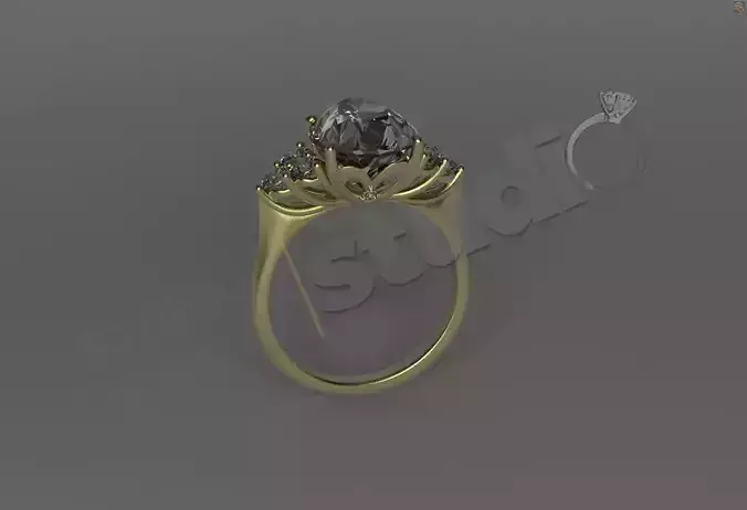 Luxury fashion unique design ring with gems 3d model