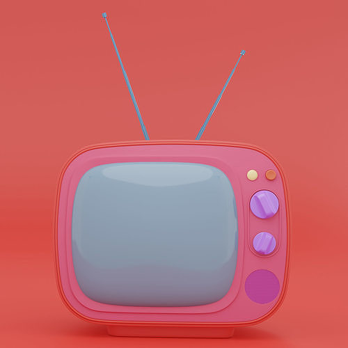 Retro TV receiver television cartoon production subdiv ready 3D model