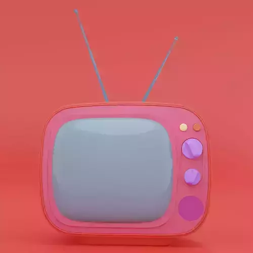 Retro TV receiver television cartoon production subdiv ready 3D model