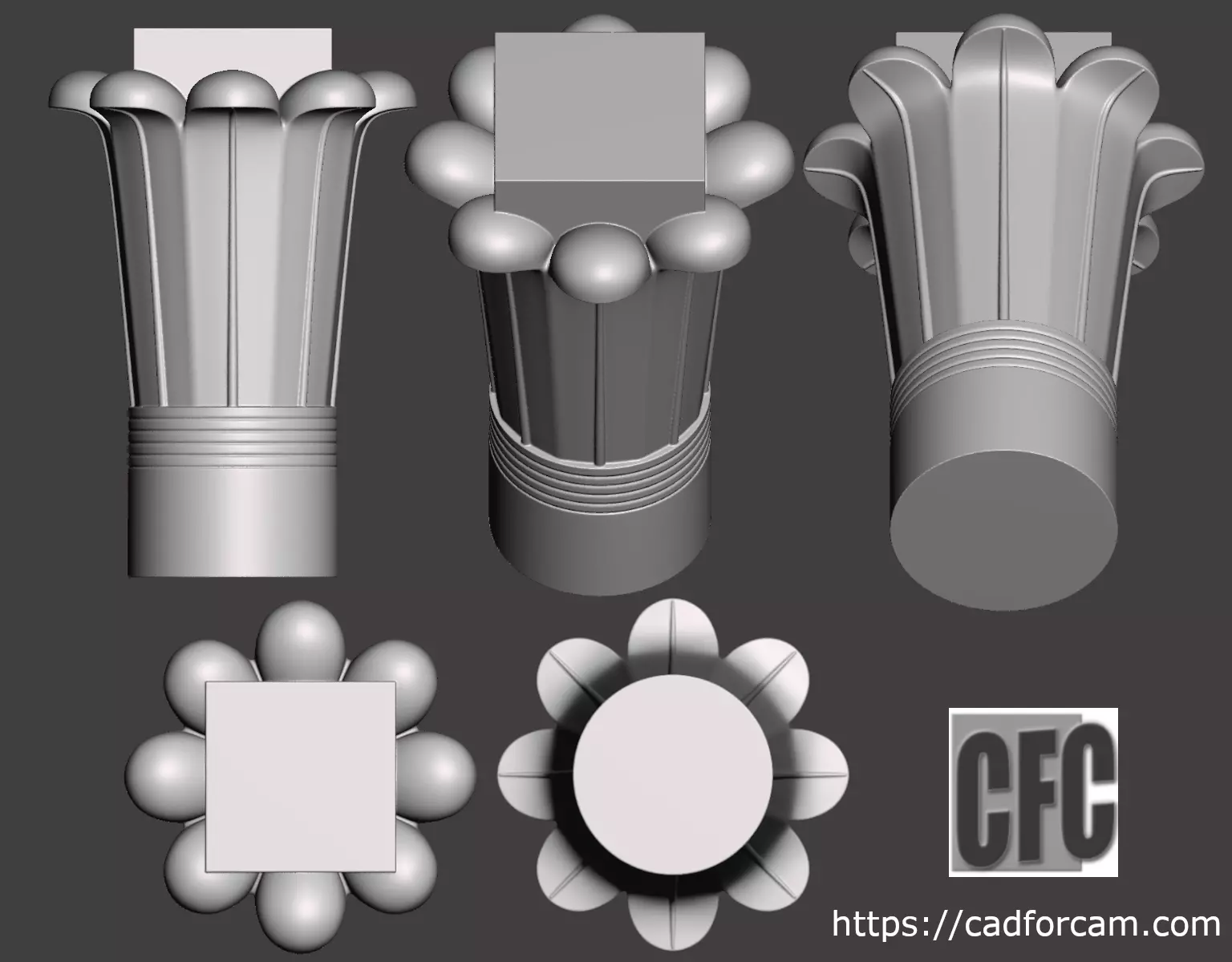 Egyptian Palm Leaf Capital - 3d model for CNC 3D print model_0