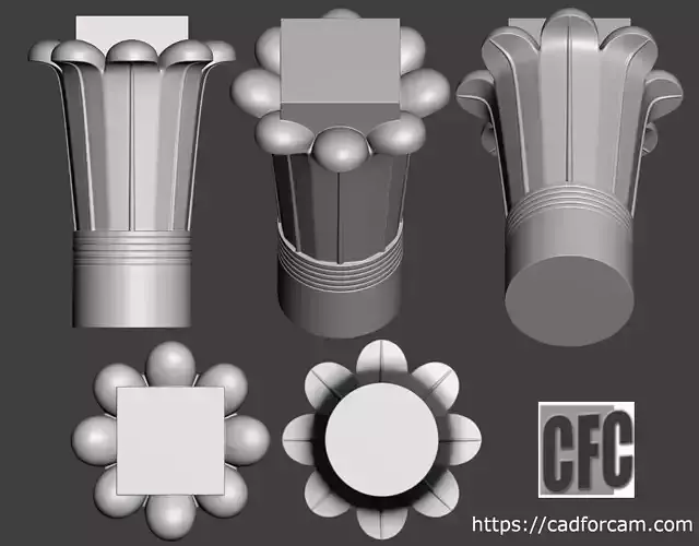 Egyptian Palm Leaf Capital - 3d model for CNC 3D print model