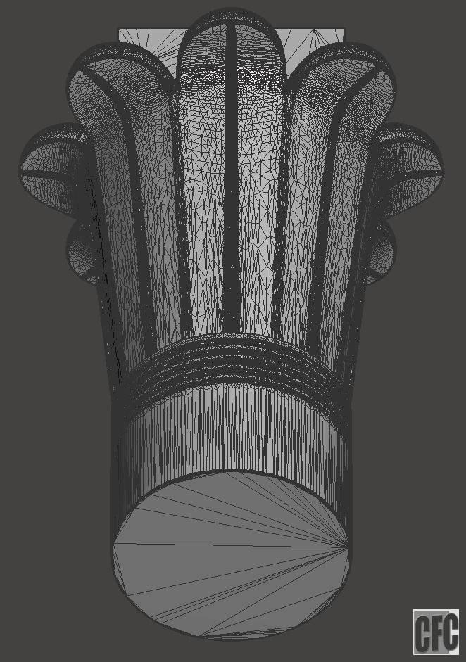 Egyptian Palm Leaf Capital - 3d model for CNC 3D print model_8