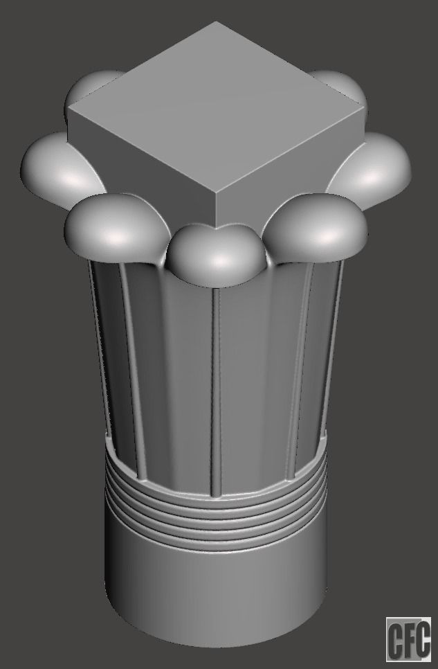 Egyptian Palm Leaf Capital - 3d model for CNC 3D print model_2