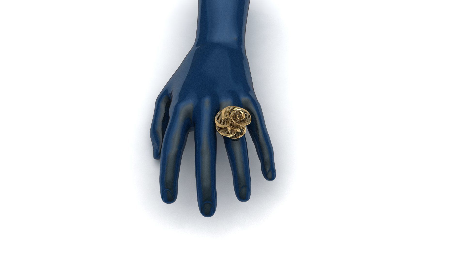 AR-TRK-Z016 gold spiral ring 3D print model_1