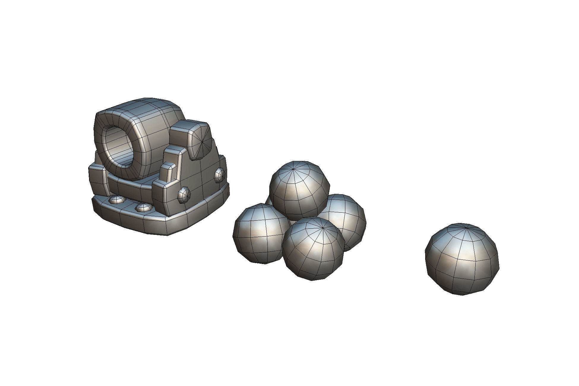 Cube World Cannon - Proto Series Low-poly 3D model_1