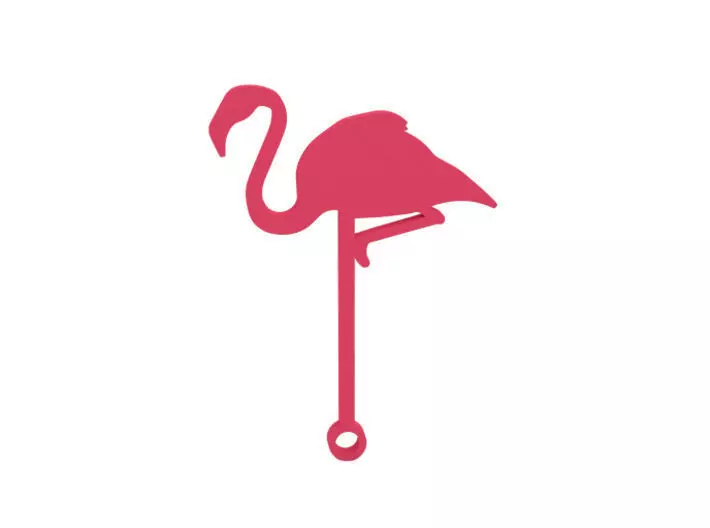 Keychain flamingo on stick 3D print model_0