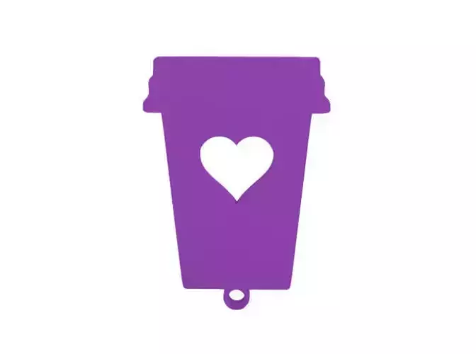 Keychain coffee cup with heart inside
