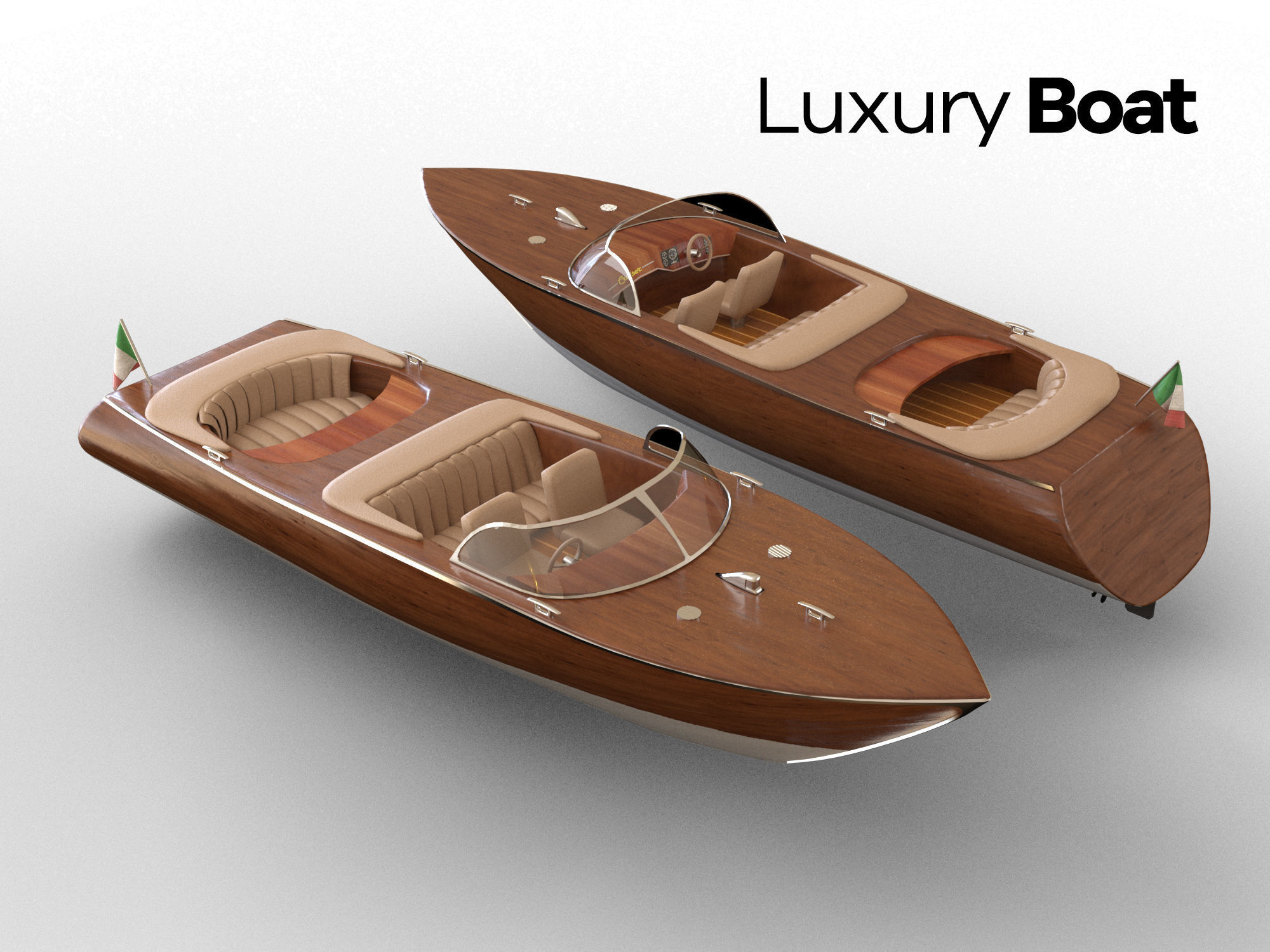 Luxury boat Low-poly 3D model_5