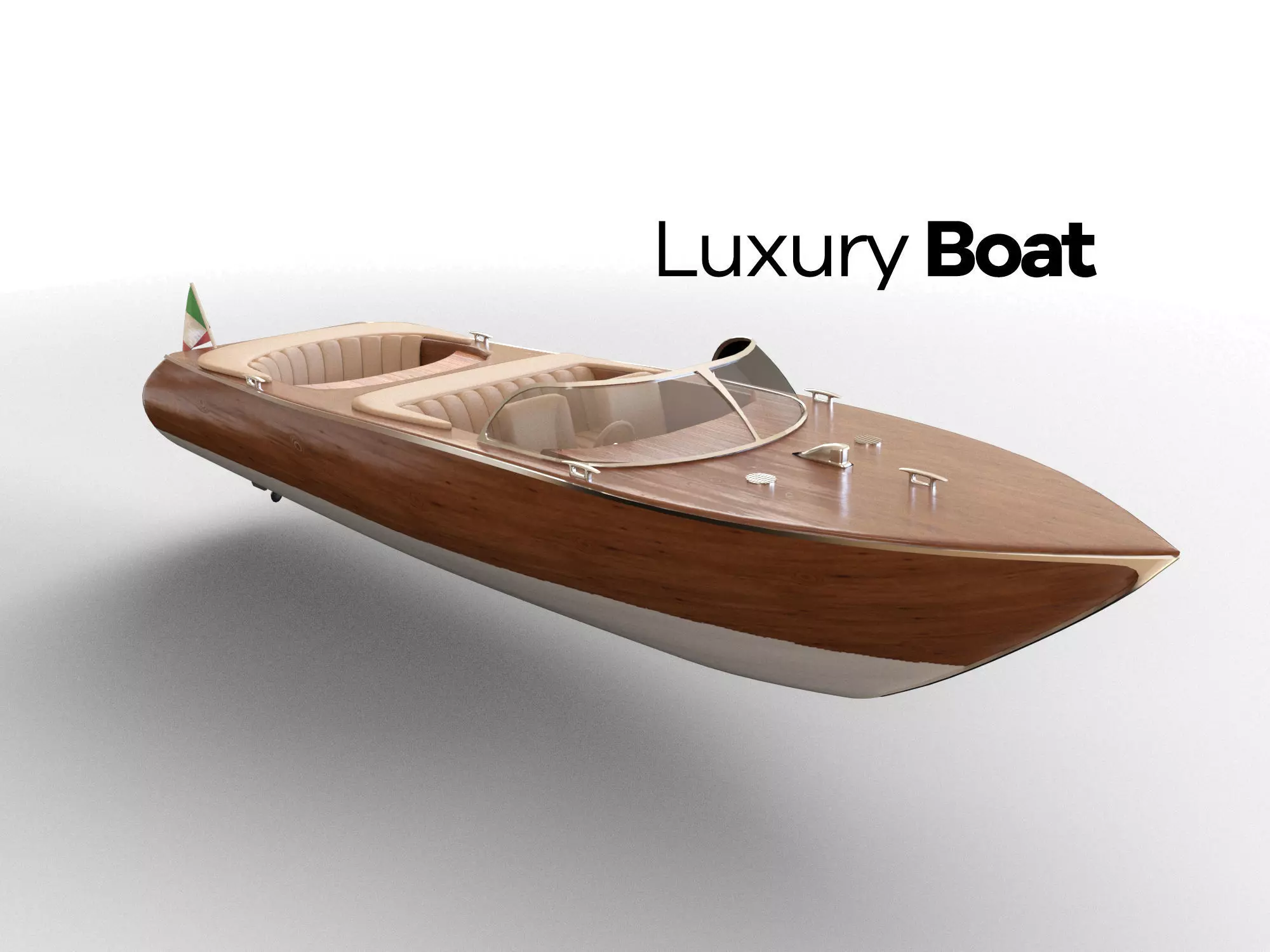 Luxury boat Low-poly 3D model_0