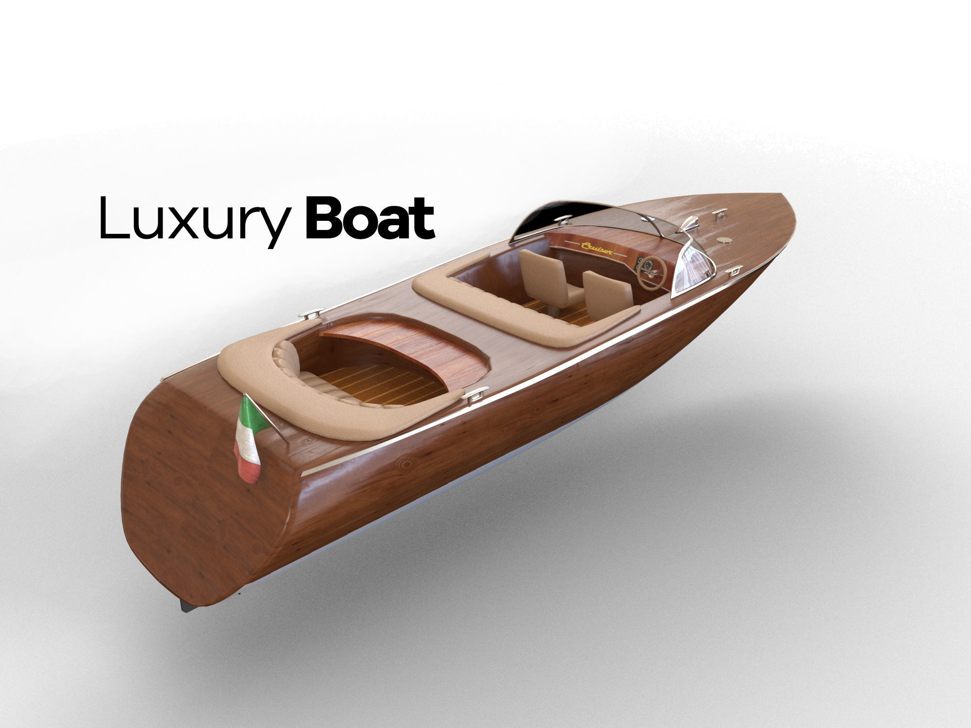 Luxury boat Low-poly 3D model_3