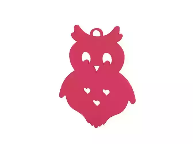 Keychain owl ornament with hearts