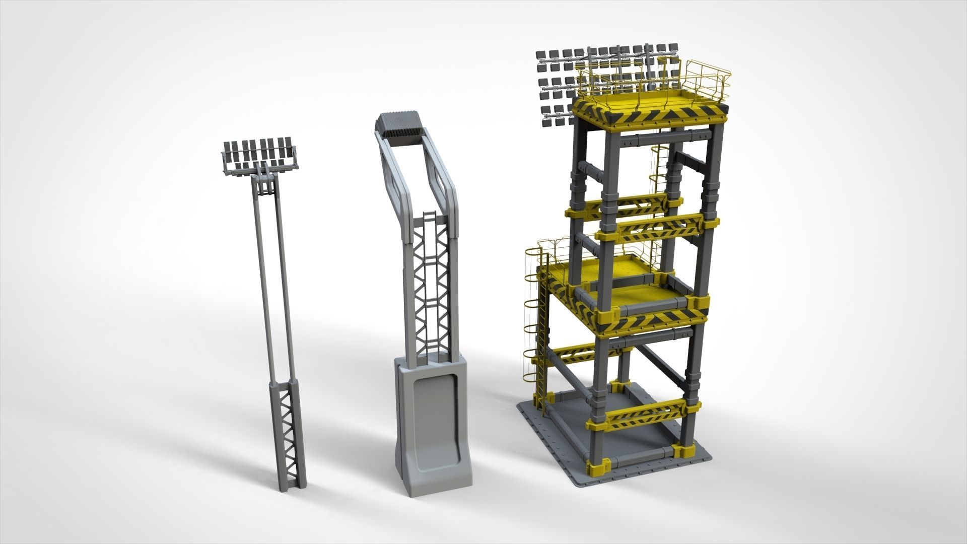 floodlight 7 stadium lighting tower 3D model_5
