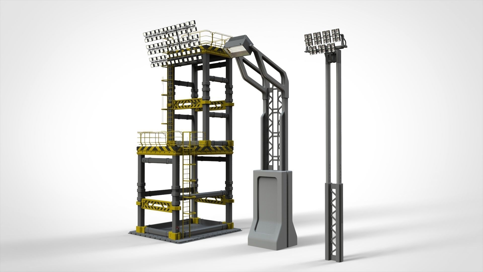 floodlight 7 stadium lighting tower 3D model_4