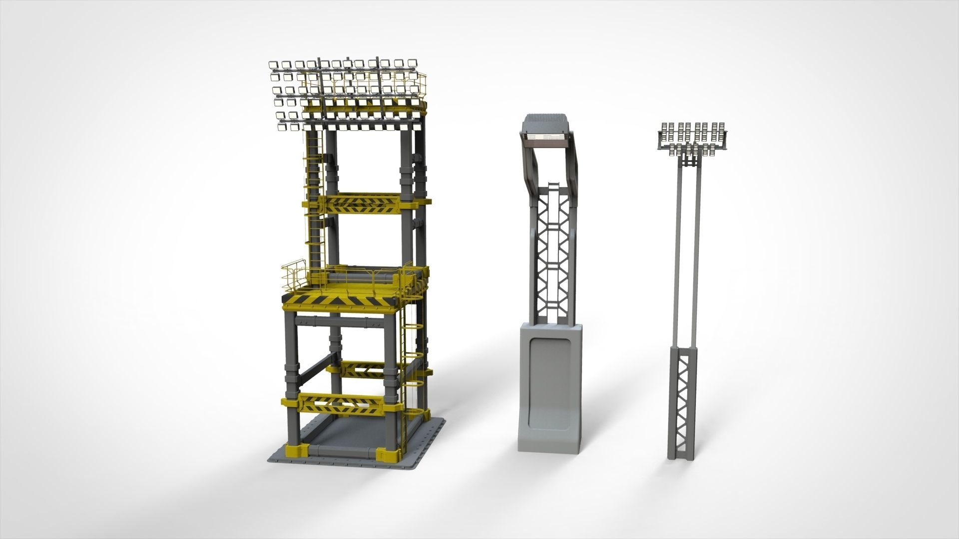 floodlight 7 stadium lighting tower 3D model_2