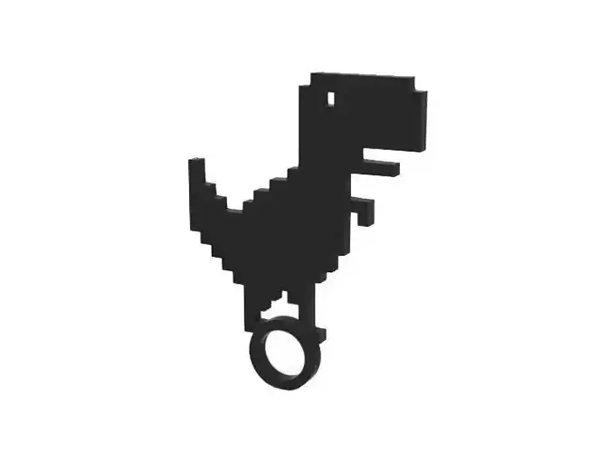 Keychain pixel dinosaur keyring