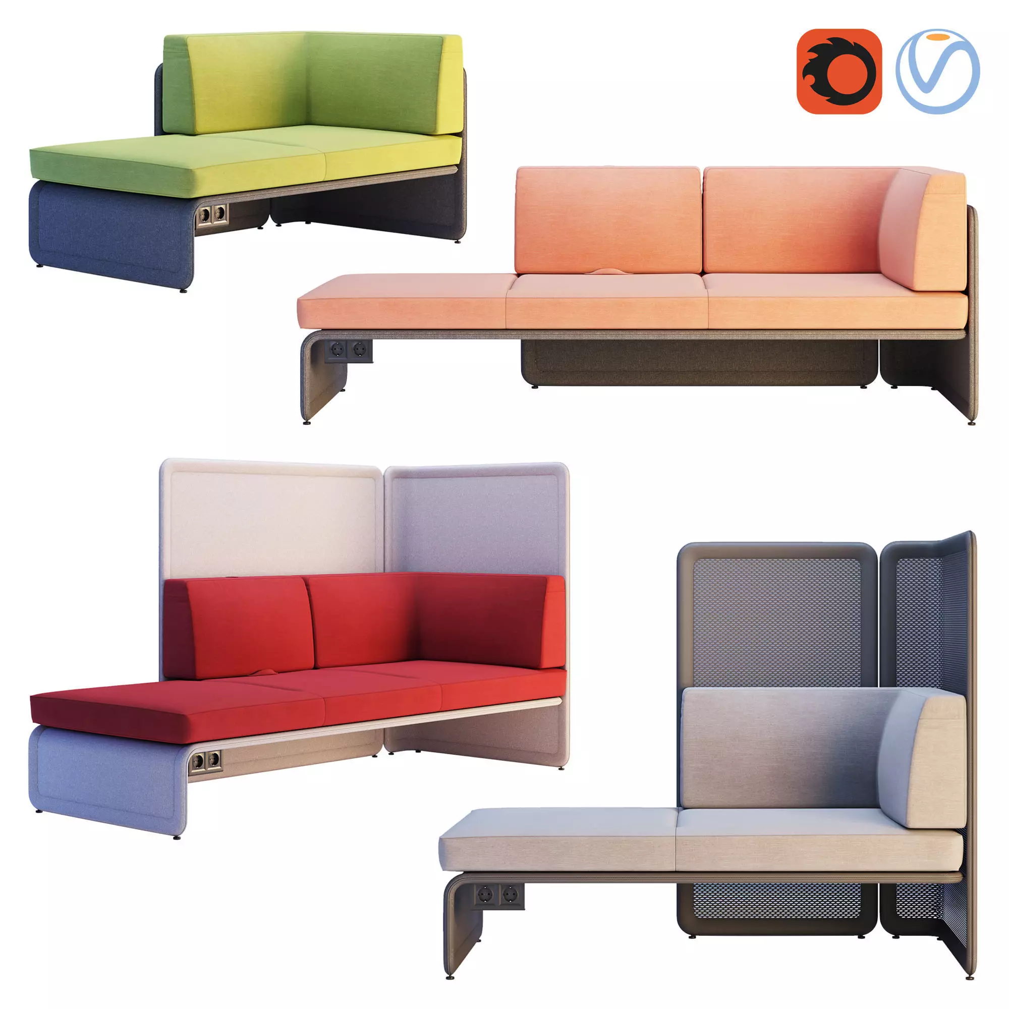 Coalesse - Lagunitas Lounge System Corner Sofa 3D model_0