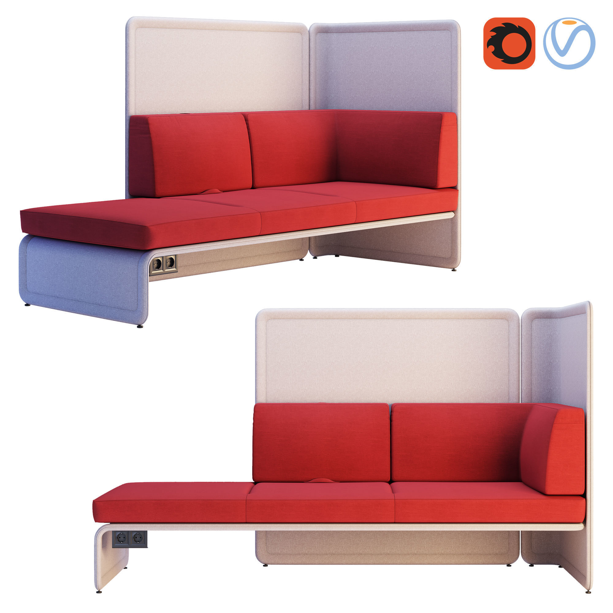 Coalesse - Lagunitas Lounge System Corner Sofa 3D model_3