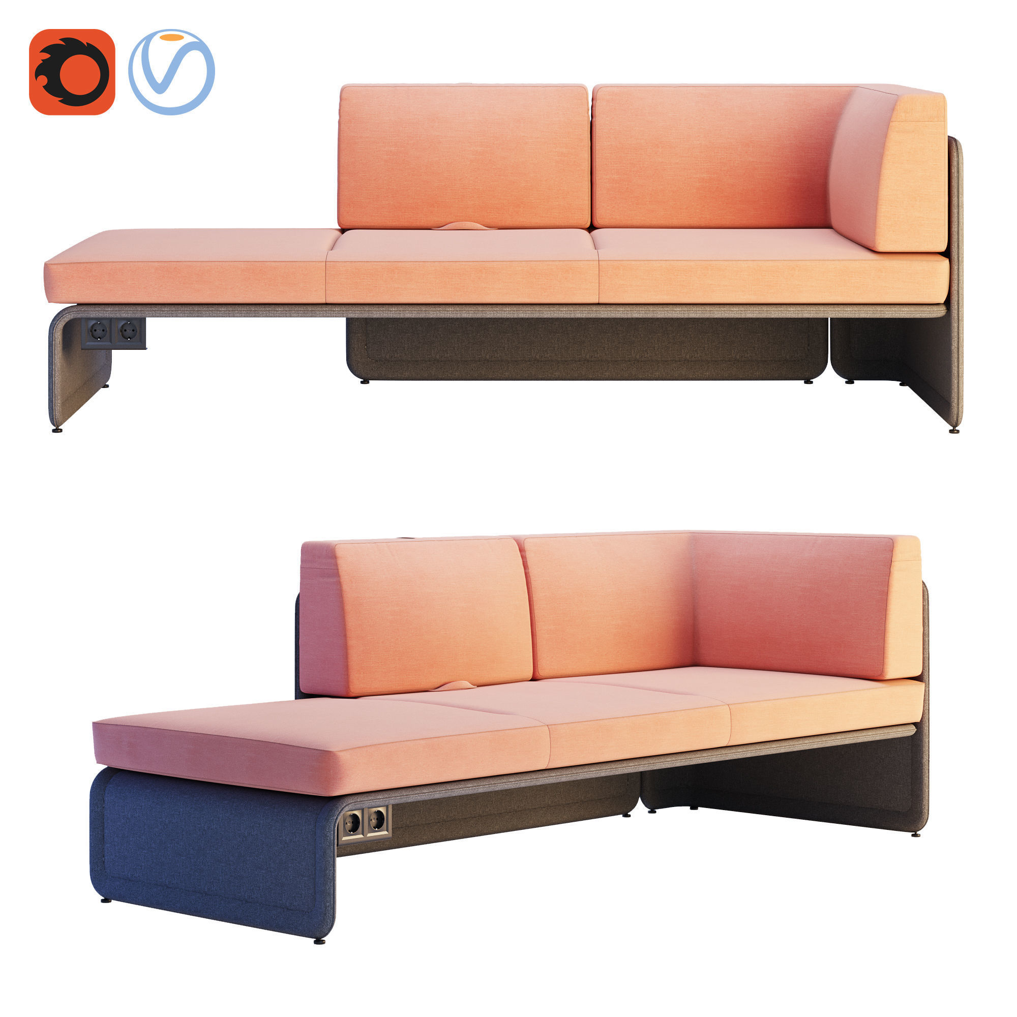 Coalesse - Lagunitas Lounge System Corner Sofa 3D model_4
