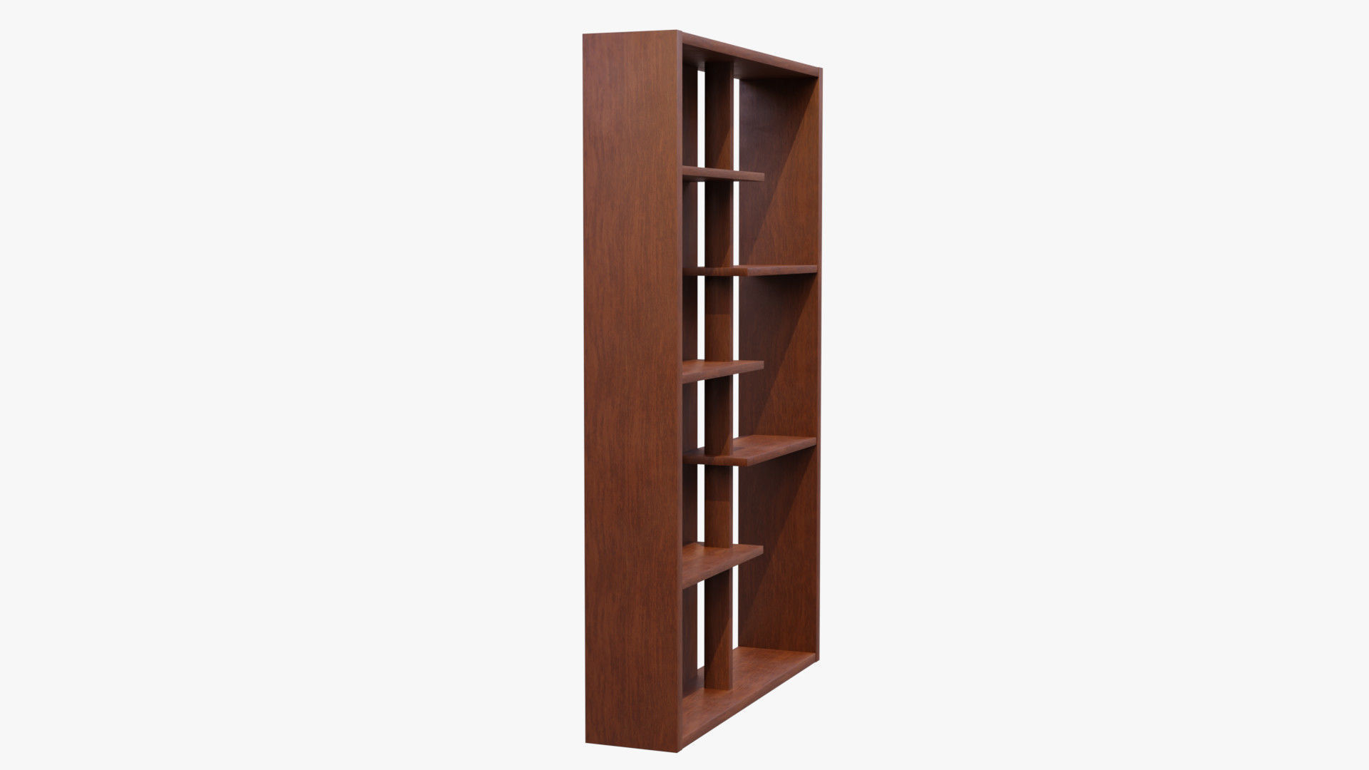 Bookshelf wooden bookcase with shelves Free 3D model_4