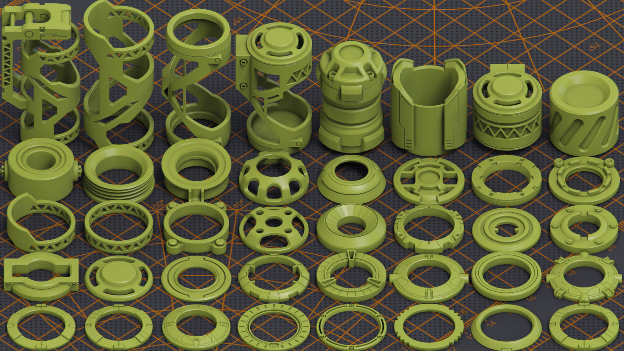 Mega Pack Hard Surface Kitbash 320 DETAILS 3D model_4