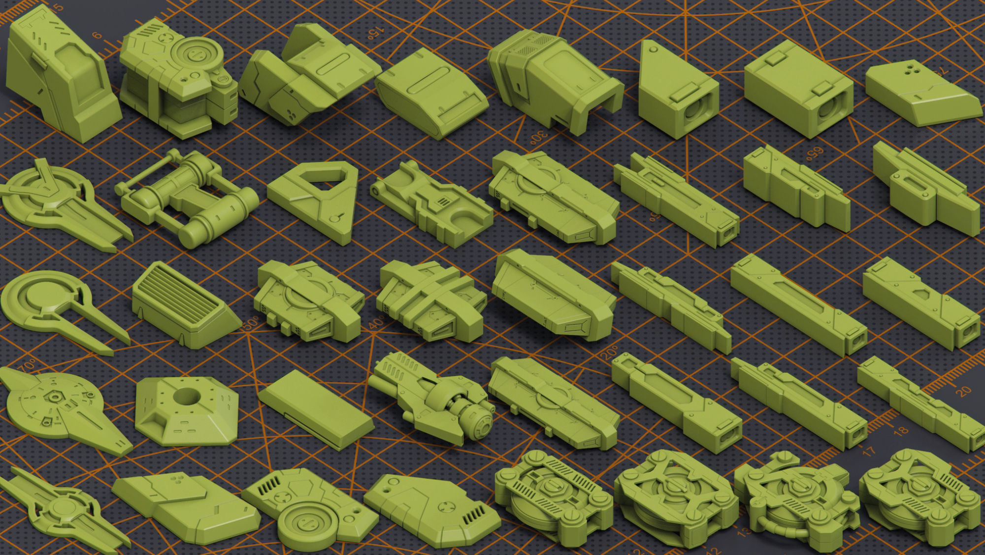 Mega Pack Hard Surface Kitbash 320 DETAILS 3D model_7