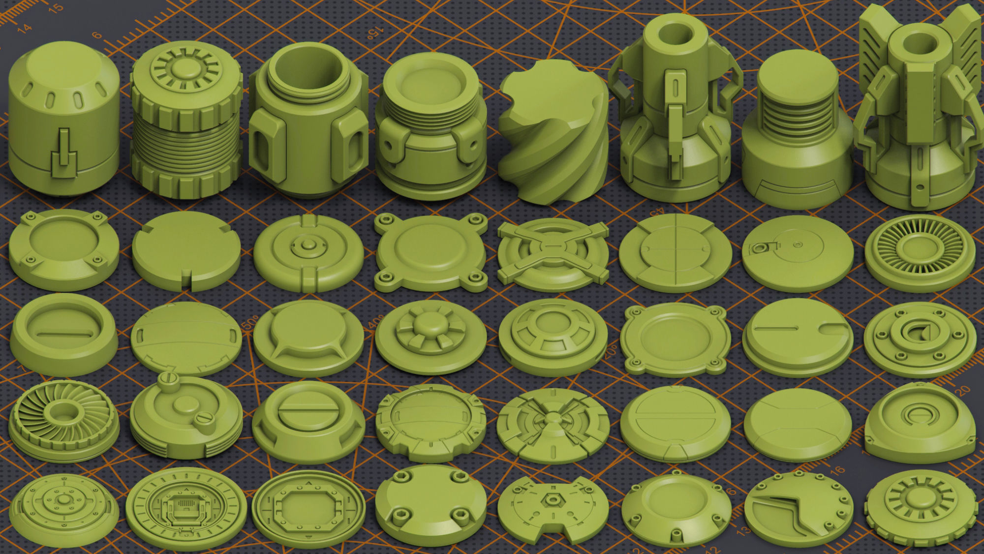 Mega Pack Hard Surface Kitbash 320 DETAILS 3D model_5