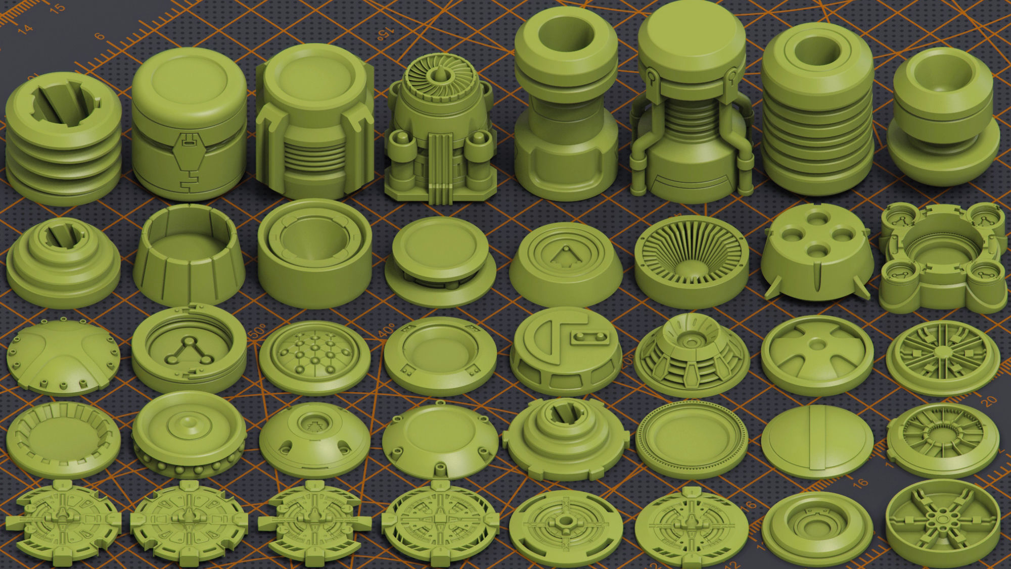 Mega Pack Hard Surface Kitbash 320 DETAILS 3D model_3