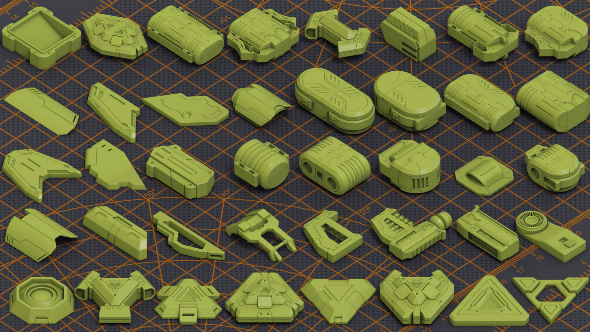 Mega Pack Hard Surface Kitbash 320 DETAILS 3D model_9