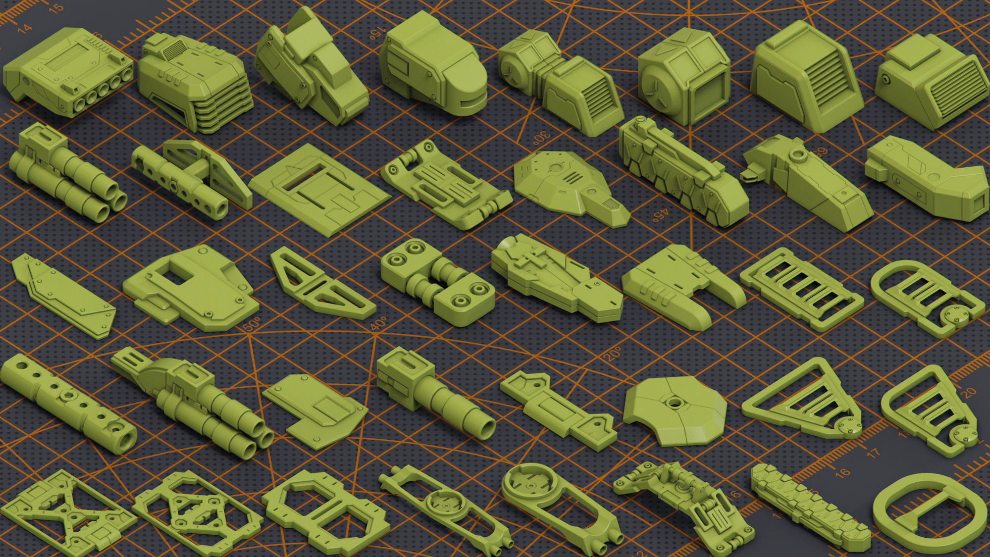 Mega Pack Hard Surface Kitbash 320 DETAILS 3D model_6