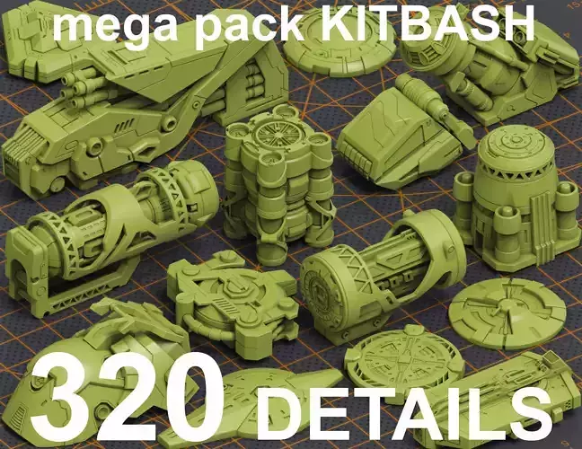 Mega Pack Hard Surface Kitbash 320 DETAILS 3D model