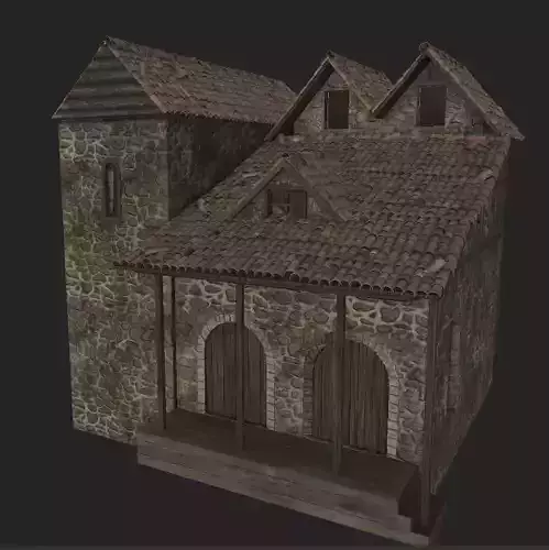 Medieval stone house with roof