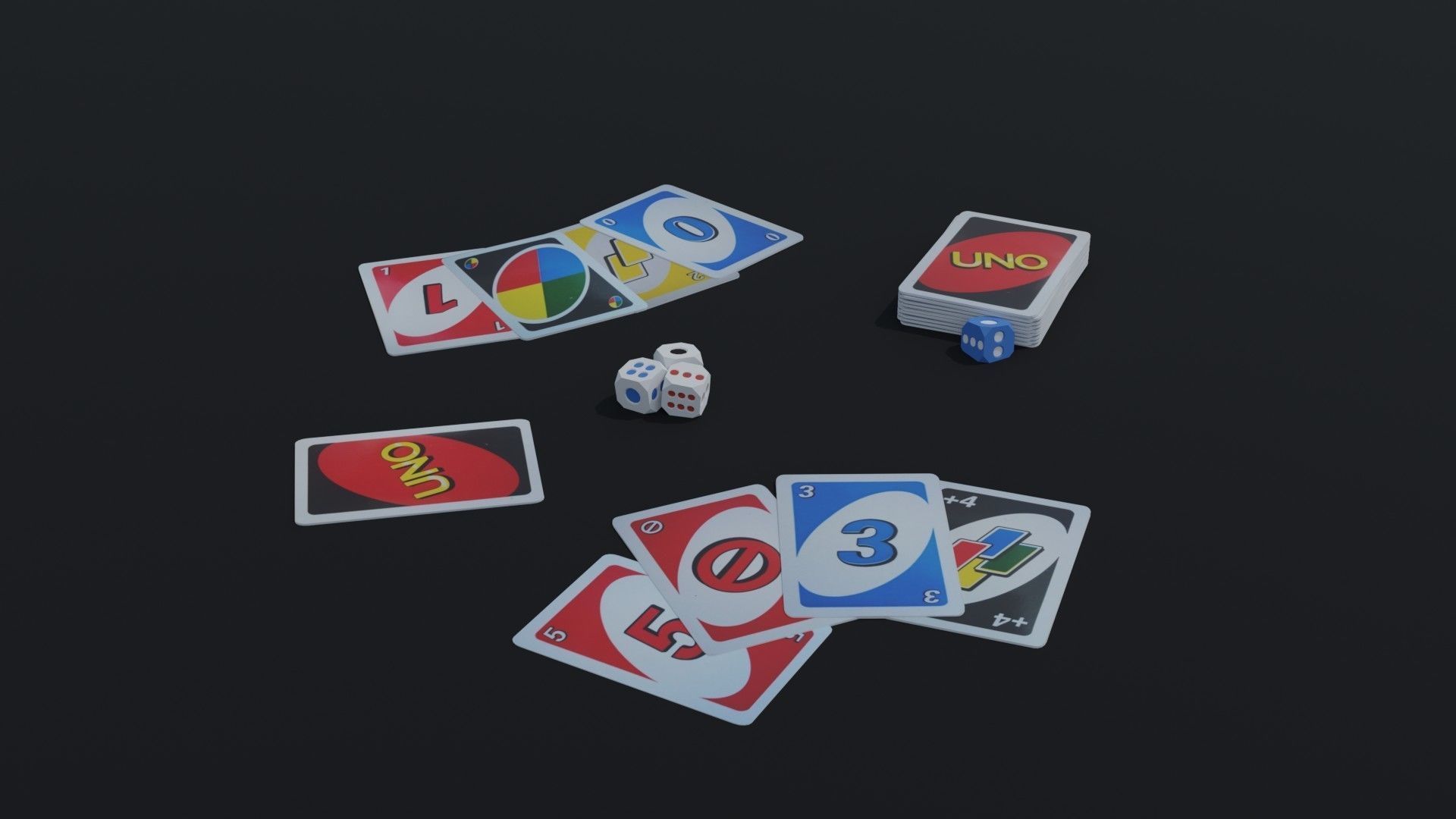  Board game UNO and dice 3D model_1