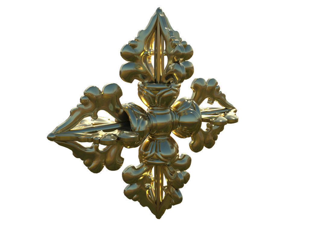 Double or Single Dorje Vajra Buddhist Symbol 3D model_1