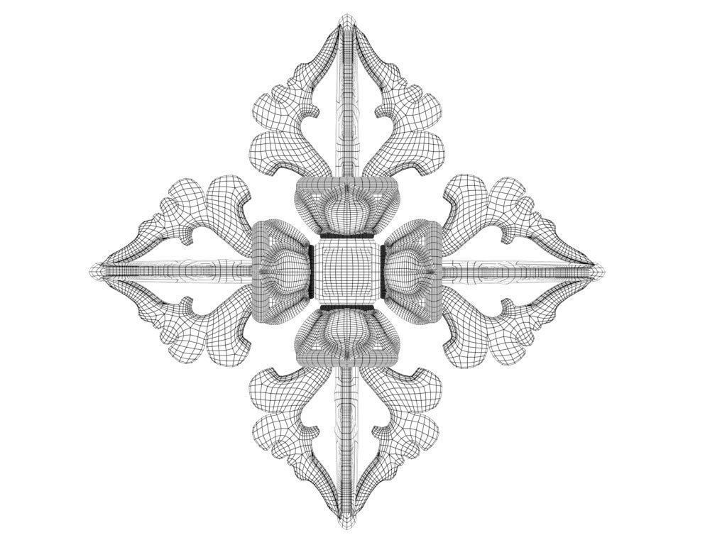 Double or Single Dorje Vajra Buddhist Symbol 3D model_5