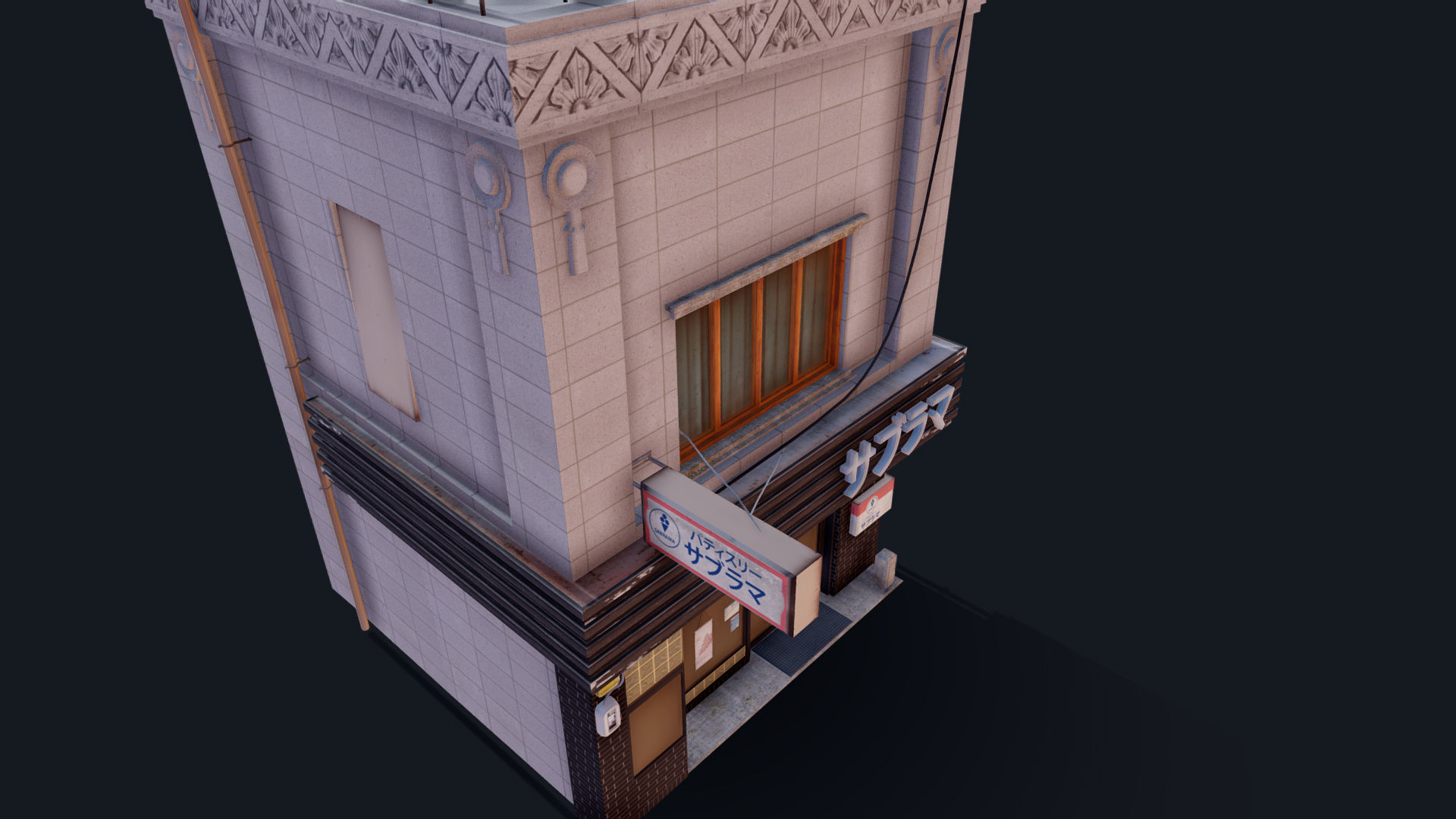 Japanese Style Shop Low-poly 3D model_9