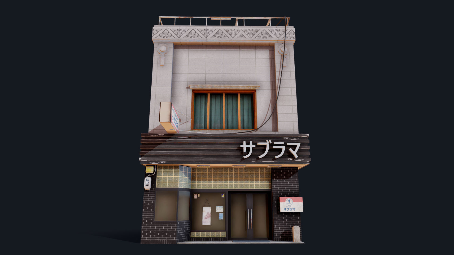 Japanese Style Shop Low-poly 3D model_4