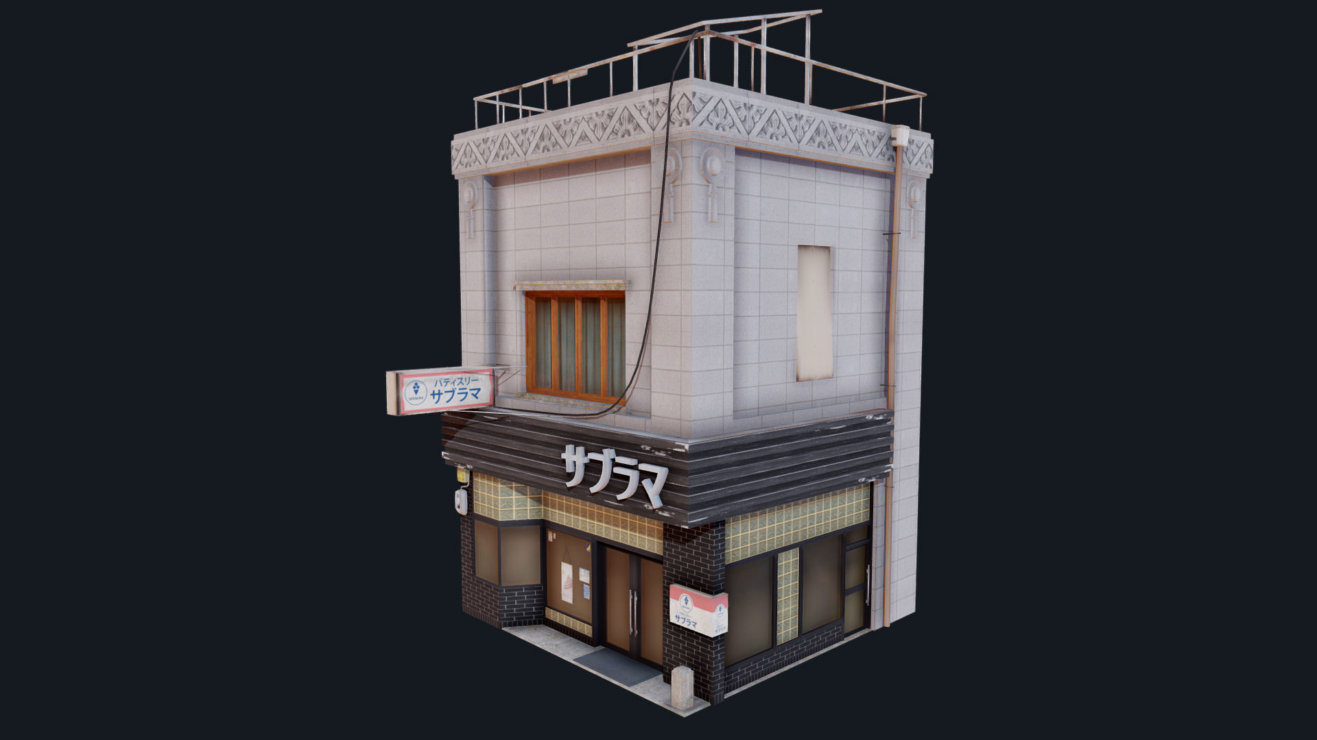 Japanese Style Shop Low-poly 3D model_13