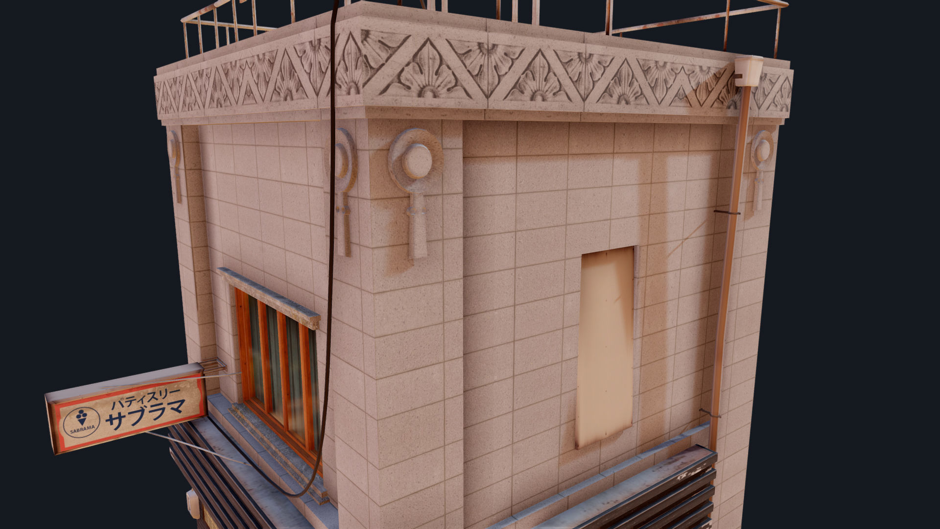 Japanese Style Shop Low-poly 3D model_6