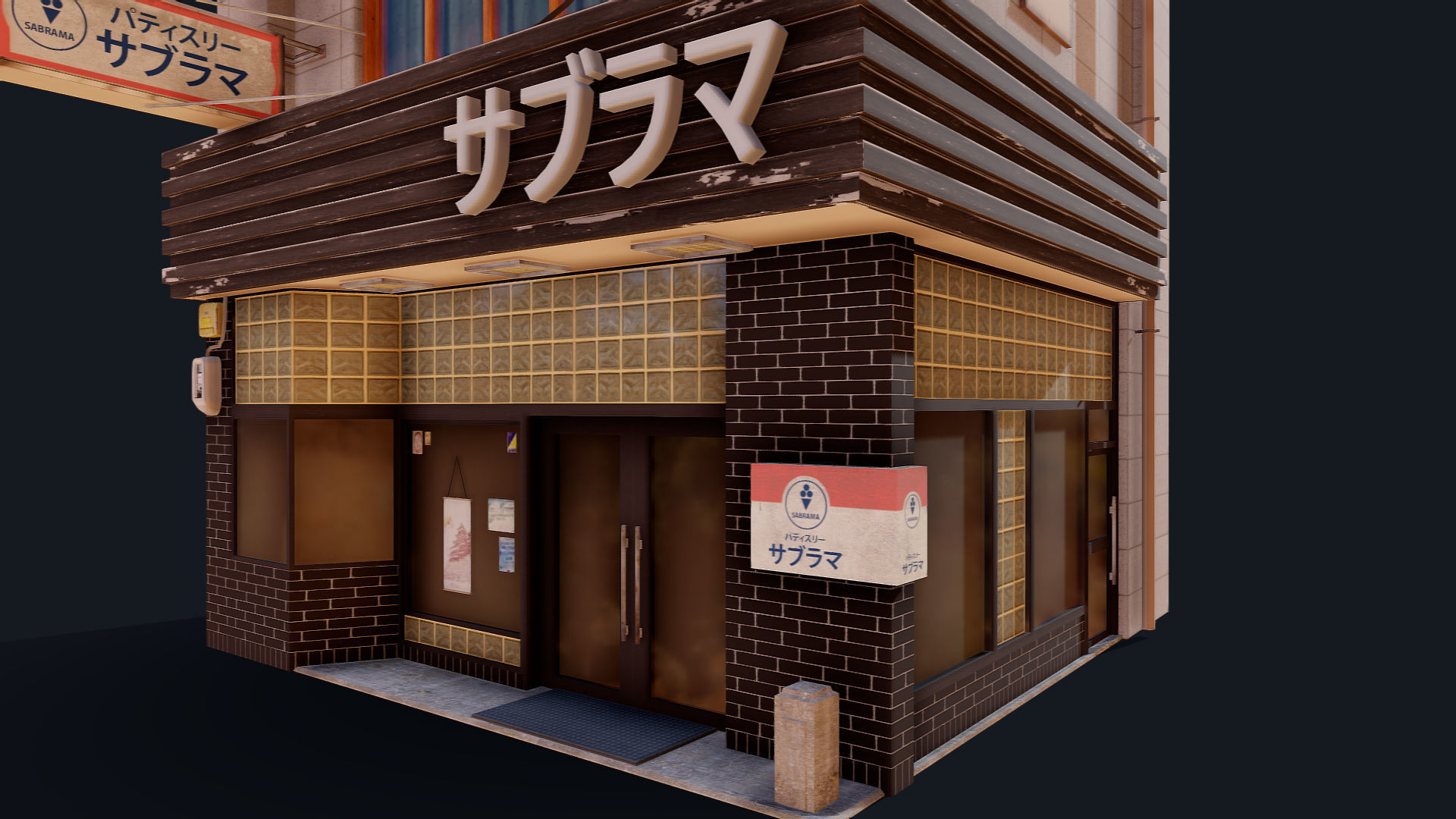 Japanese Style Shop Low-poly 3D model_3