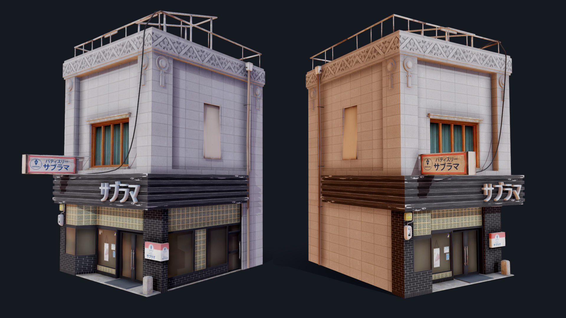 Japanese Style Shop Low-poly 3D model_1