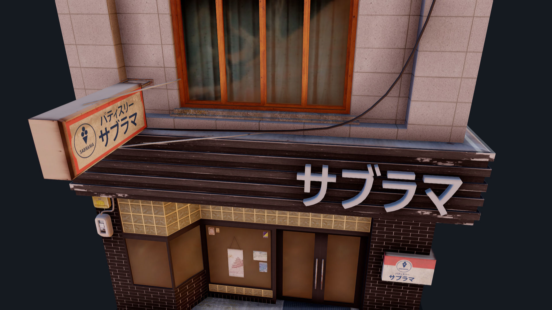 Japanese Style Shop Low-poly 3D model_5