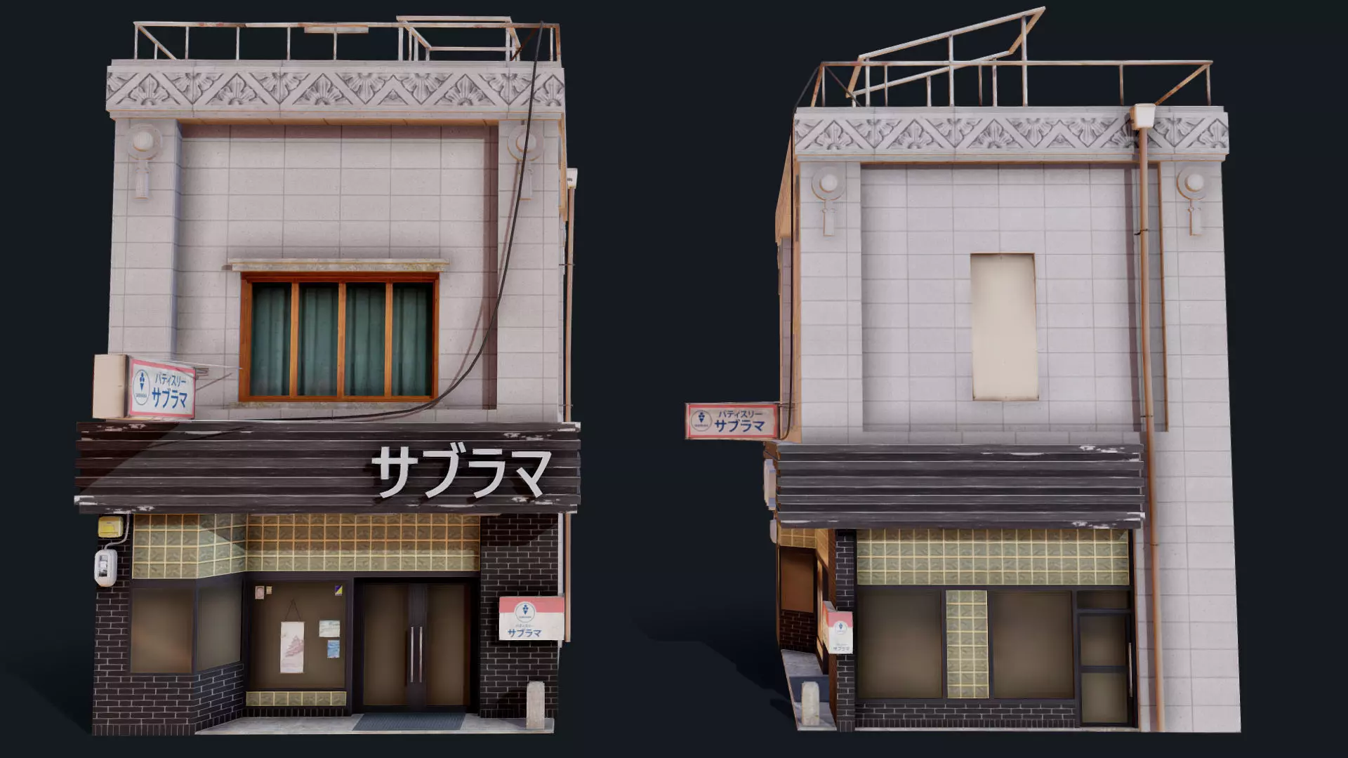 Japanese Style Shop Low-poly 3D model_0