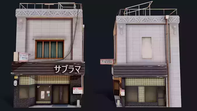 Japanese Style Shop Low-poly 3D model