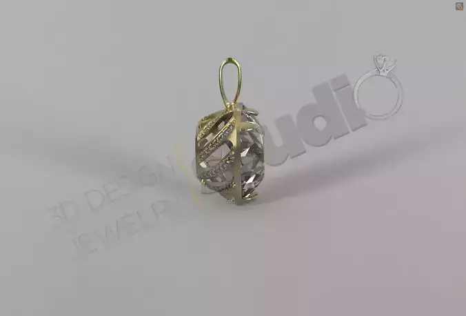 Luxury heart pendant with gems 3d model