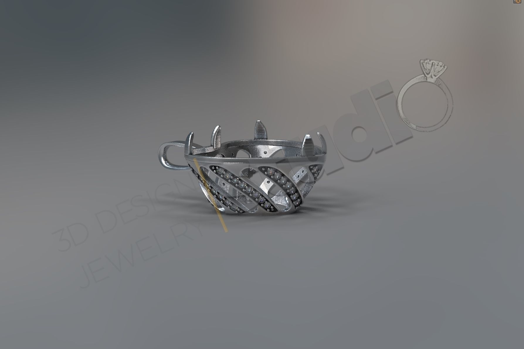 Luxury heart pendant with gems 3d model 3D print model_8
