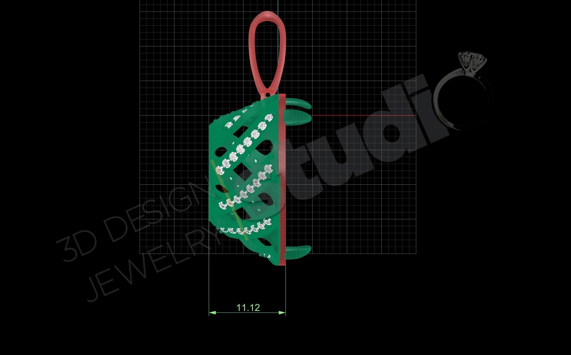 Luxury heart pendant with gems 3d model 3D print model_10