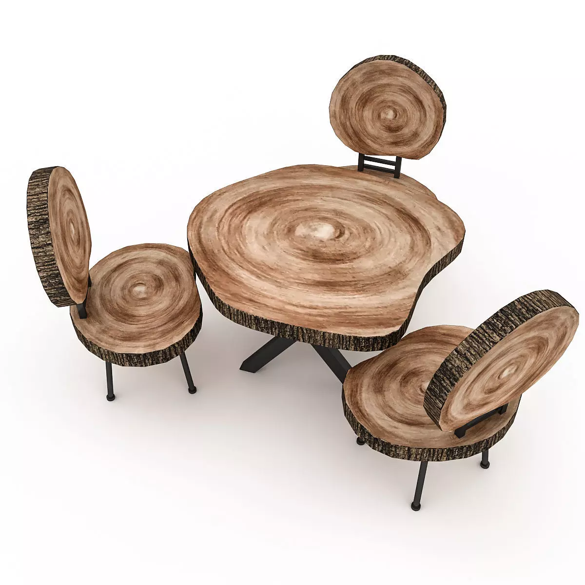 Wooden Garden Furniture 02 Low-poly 3D model