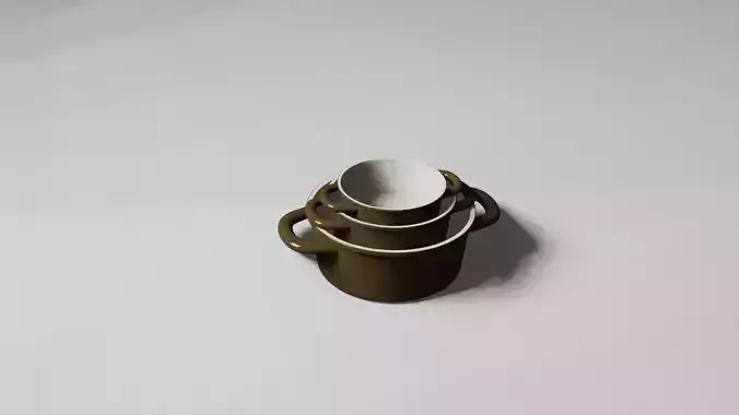 Set of Pots Low-poly 3D model