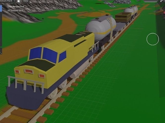 Low Poly Cargo Train Low-poly 3D model